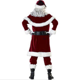 M-XXXL Adult Women Men's Deluxe Velvet Santa Claus Costume Suit Famle Xmas Christmas Red Long Dress