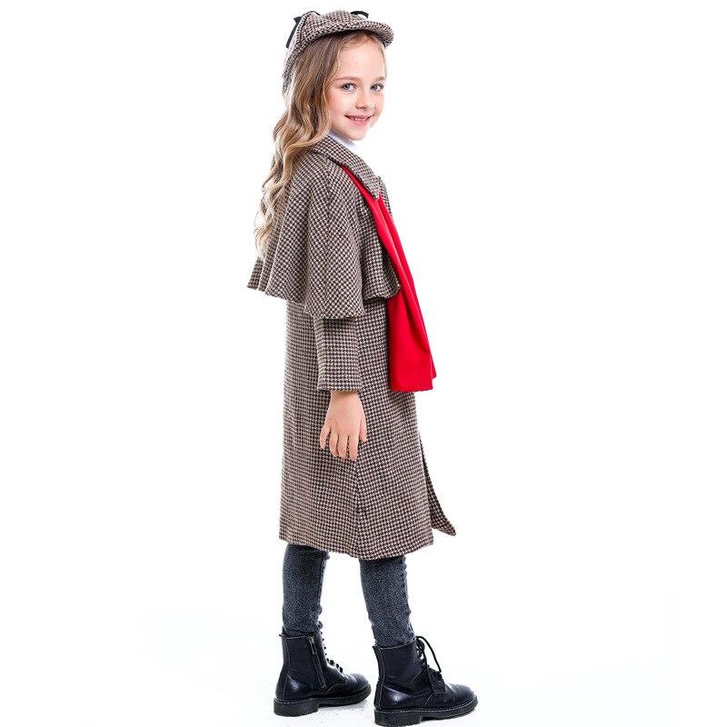 New Great Detective Sherlock Holmes Costume Cosplay Girls Halloween Costume For Kids Carnival Fancy Dress Up Suit