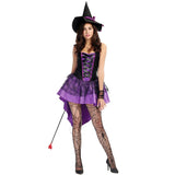 Halloween Costumes For Women Purple Fly Witch Costume Swallowtail Dress and Hat Cap Party Cosplay Clothing for Adult