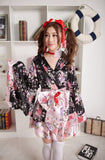 2018 Women's Sexy Sakura Anime Costume Japanese Kimono Costume Vintage Original Tradition Silk Yukata Dress