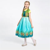 Deluxe Girls Anna Princess Costume Fancy Halloween Children Cosplay Colthing