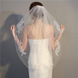 Wedding Veil Short Veil With Comb One Layer Diamond Lace Beaded Bridal