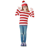 Red&White Stripe Parent-Child Where's Wally Waldo Costume TV Cartoon Where is Wally Waldo Cosplay Costume