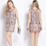 Pink Embellished Sequin Vintage Beaded Mesh Top Summer Casual Sleeveless Paisley Tank Top with Appliques