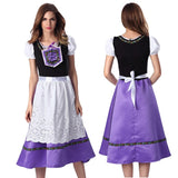 2018 Oktoberfest Maid Dirndl Peasant Purple Long Dress Bavarian Octoberfest Beer Girl Costume Halloween Fancy Dress