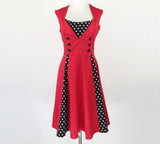 Elegant Polka Dot Sleeveless Pin Up Vintage Retro Button Summer Party Plus Size 4XL 5XL Cotton Dress