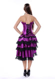 Gothic Burlesque Overbust Corset Sexy Purple Dancer Dress Lingerie Showgirl Top with Layed Skirt Plus Size S-6XL