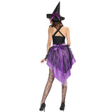 Halloween Costumes For Women Purple Fly Witch Costume Swallowtail Dress and Hat Cap Party Cosplay Clothing for Adult