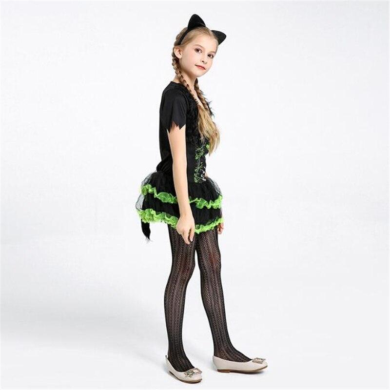 Fancy Girls Black Cat Costume Halloween Kids Animal Children Party Cosplay Clothing