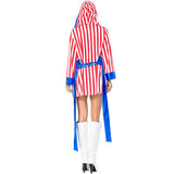 Adult Women American Flag Boxer Costume Set Girl Boxing Match Performance Clothes Halloween Party Cosplay Uniform