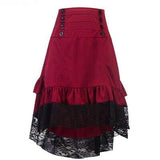 Costumes Steampunk Gothic Skirt Lace Women Clothing High Low Ruffle Party Lolita Red Medieval Victorian Punk Skater Button Front