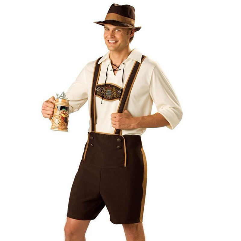 Family Oktoberfest Lederhosen with Suspenders Costume For Man Woman Kid Couples Halloween Costumes Party Size S-XXL