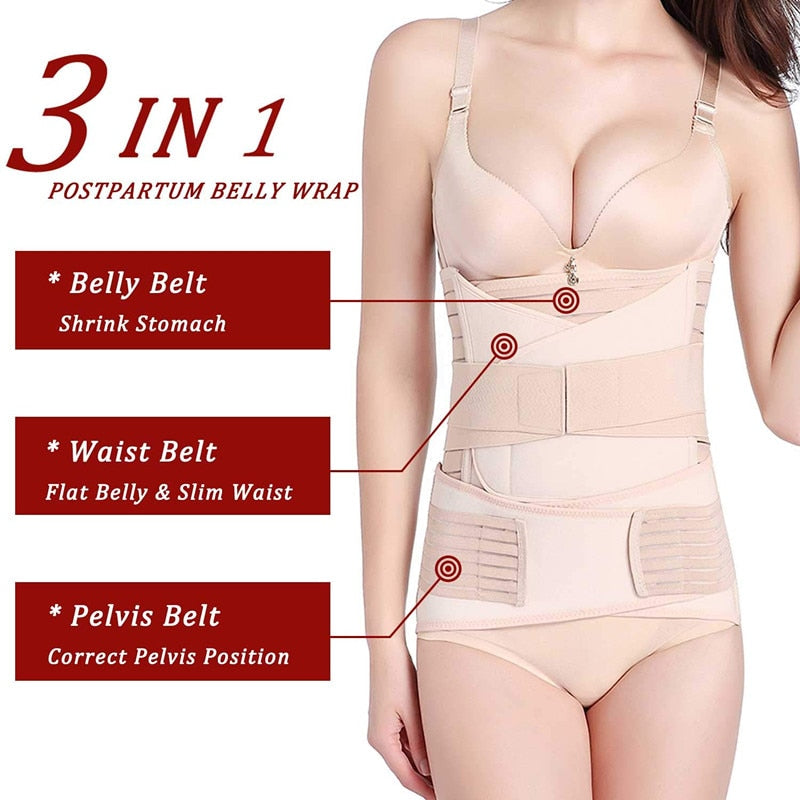 Postpartum Belt 3 in 1 Girdle Post Belly Belt After Birth Belly Band Postpartum Support C-Section Recovery Belt 4 Sizes