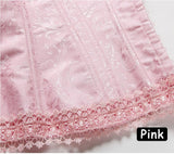 Pink Jacquard Straps Overbust Corset Sexy Waist Cincher Bustier Shapewear Lace Up Boned Bustier BodyShaper Halter Corset S-6XL