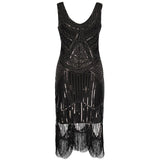Vintage Roaring Great Gatsby Costume Fringed Beaded Sequin Party Dress Embellished Art Deco 1920s Flapper Dress