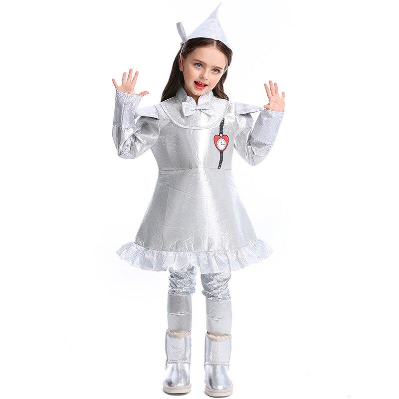 Deluxe The Wizard Of OZ Tin Man Costume Cosplay For Girls Halloween Costume For Kids