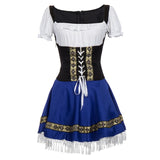 Blue Women Adult Oktoberfest Beer Girl Costume Maid Wench Germany Bavarian Fancy Dress S-3XL