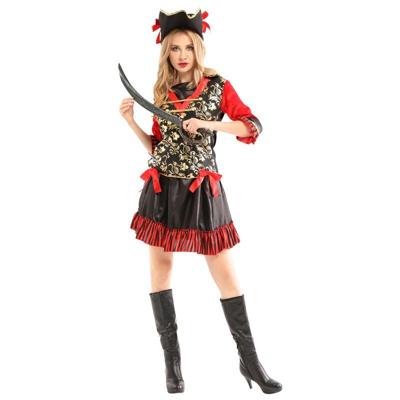 Holiday Hallween Sexy Women Pirate cosplay Costume Fancy Party Dress Carnival Performance high quality Pirate with hat Headwear