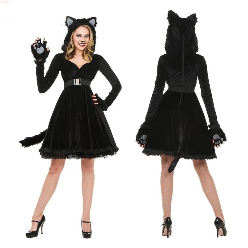 Hot Sale Sexy Black Teddy Bear Costume For Adult Cat Women Halloween Costumes for Women Cosplay Masquerade Fancy Dress