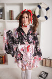 Hot Sale Woman Geisha costume Bow tie Japanese kimono Cherry suits