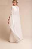 Hot Women Long Chiffon Cape White /Ivory Wedding Jacket Cloak Bridal Dress Wraps