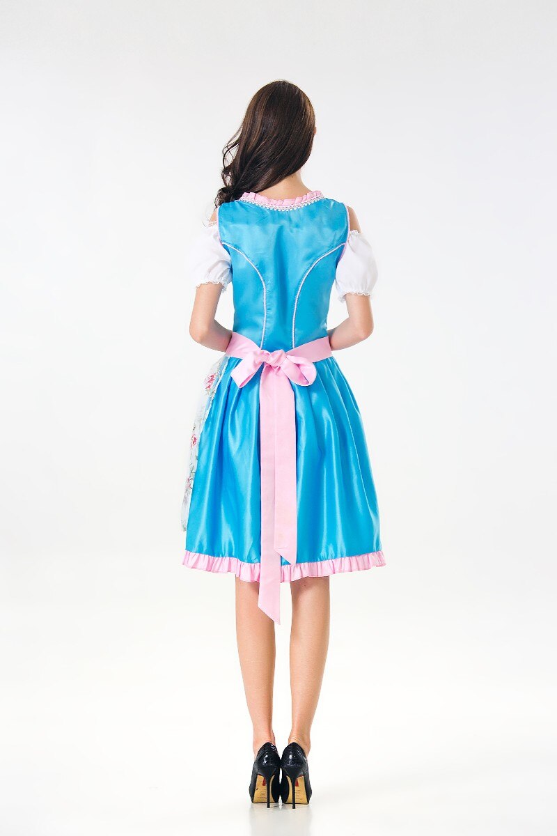 Adult WomenOktoberfest Costume Maid Wench Germany Bavarian Short Sleeve Fancy Dress Beer Girl Dirndl Outfit