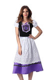 2018 Oktoberfest Maid Dirndl Peasant Purple Long Dress Bavarian Octoberfest Beer Girl Costume Halloween Fancy Dress