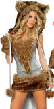 6Pcs/Set Sexy Big Bad Wolf Costume Halloween Cosplay Wolf Girl Plush Animal Costume For Adult Women Party Uniforms