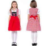 S-XL 2018 Children Oktoberfest Costume Red Plaid Octoberfest Bavarian Beer Kids Girl Dress