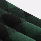 Pin Up Vintage Green Plaid Elegant Turn-Down Collar Pocket Side Cotton Gingham Rockabilly Dress