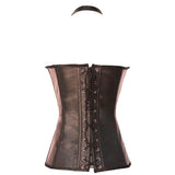 Brown Black Adjustable Halter Steampunk Corset Faux Leather Buckle Lace Up Waist Trainer Corset And Bustier Plus Size S-2XL