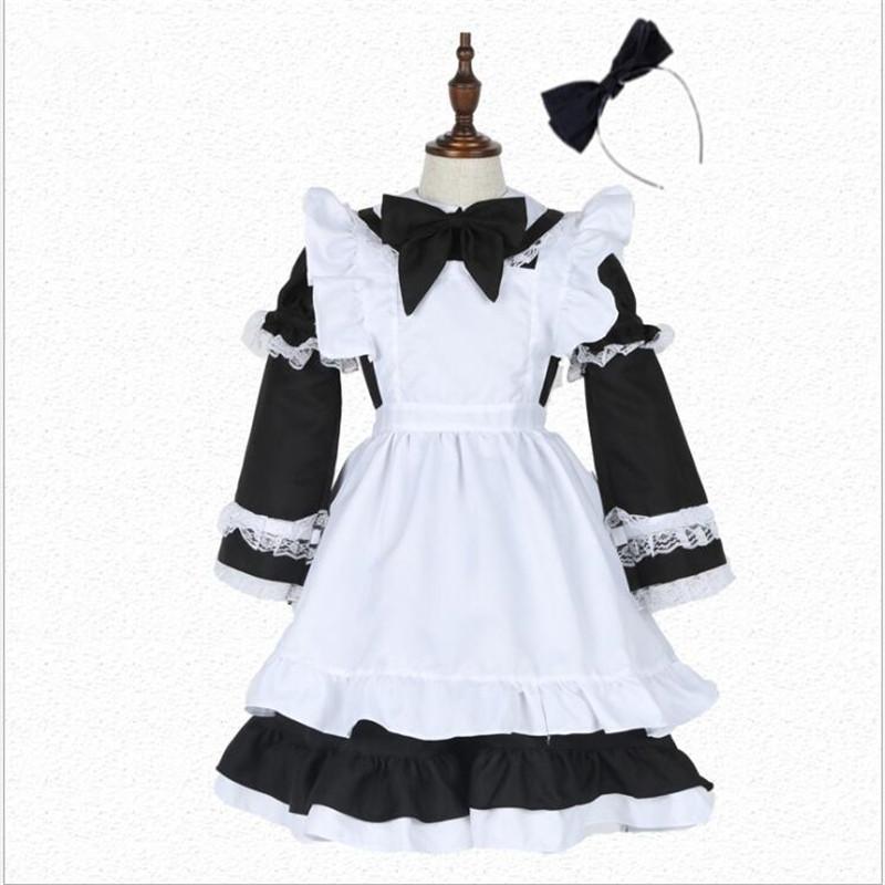 Deluxe Girls Alice In Wonderland Maid Costume Halloween Kids Performance Party Princess Cosplay Clothing