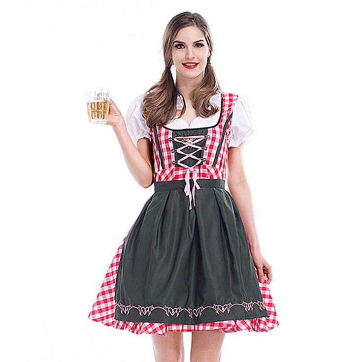 Halloween German Beer Maid Waitress Female Dirndl Wench Fancy Dress Oktoberfest Costume