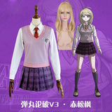 Anime Danganronpa V3 Akamatsu kaede Cosplay Costume Uniform Skirts Girl Women Halloween Cosplay Dress Outfits Free Shipping