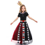 Deluxe The Red Queen Costume Cosplay For Girls Alice In Wonderland Dress Halloween Costume For Kids Carnival Party Suit