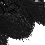 Black Sequin Fringe Cami Dress Vintage Paisley Beaded Sleeveless Great Gatsby Flapper Women Little Black Dress