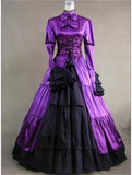 2021 Brand New Blue/Purple Long Sleeve Lace Civil War/Southern Ball Gowns Retro Dress For Dancing Party Dresses