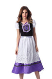 2018 Oktoberfest Maid Dirndl Peasant Purple Long Dress Bavarian Octoberfest Beer Girl Costume Halloween Fancy Dress