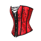 Women Sexy Corsets and Bustiers Lace Through Top Floral Jacquard Overbust Corset Waist Cincher Plum Corset  Plus Size S-6XL