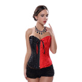 Sexy zipper Front Bustier Top Corset Lace Up Boned Waist Trainer Shaperwear Bustier Jacquard Floral Overbust Corset S-6XL