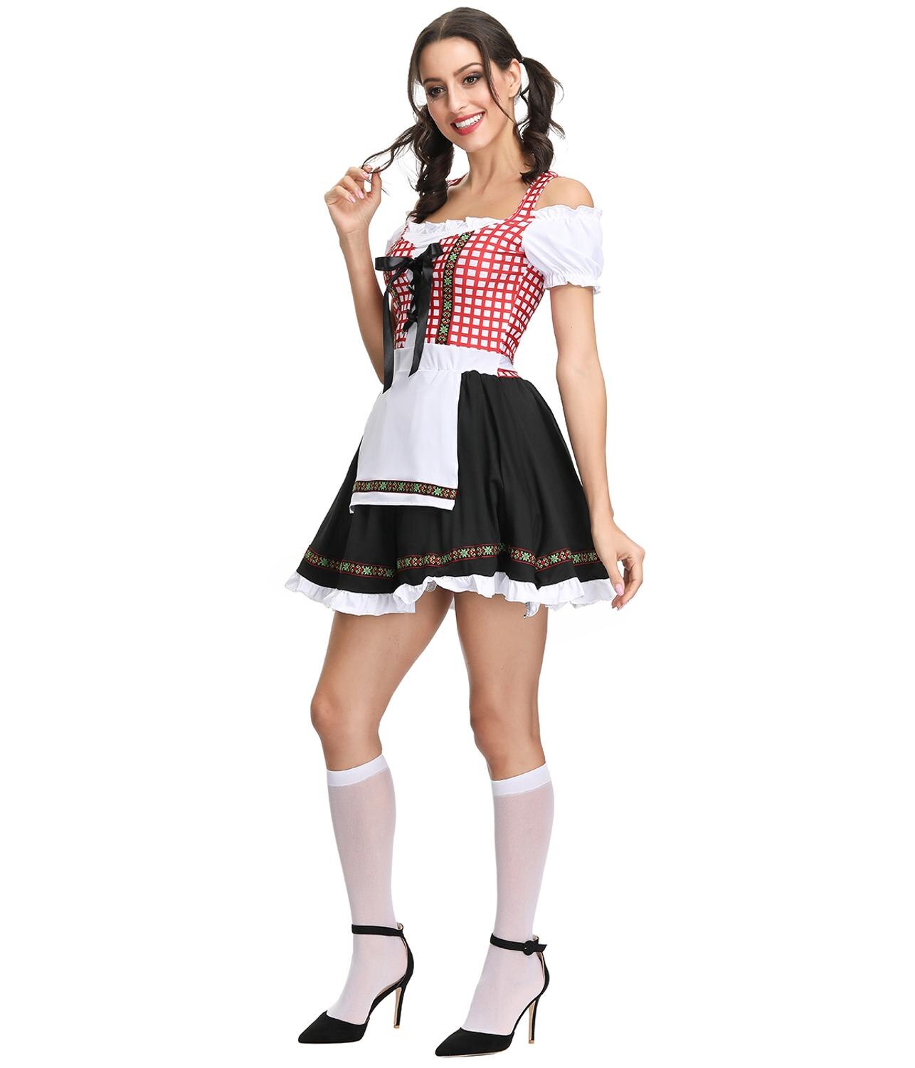 Women Dirndl Oktoberfest Costume German Wench Maid Uniforms Bavarian Heidi Beer Girl Costume Carnival Party Fancy Dress