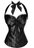 Halter Corsets Sexy Lace Up Overbust Corselet With Cup Lingerie Satin Side Zipper Corset and Bustiers Women Vest Bustier