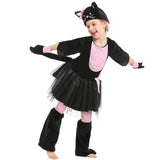Cute Black Cat Costume Cosplay For Girls Halloween Costume For Kids Carnival Animal Performance Suit