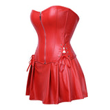 Plus Size Women Steampunk Faux Leather Waist Cincher zipper Boned Bustier Top Corset Dress Overbust Brocade Sexy over Size S-6XL