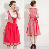 Bavarian Ethnic Traditional Costume Red Lattice German Oktoberfest Beer Girl Party Fancy Dress Bar Waitress Maid Costume