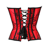 Women Sexy Corsets and Bustiers Lace Through Top Floral Jacquard Overbust Corset Waist Cincher Plum Corset  Plus Size S-6XL