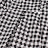 Vintage Plaid Off the Shoulder Elegant Midi Women Office Lady Gingham Dresses Party V Neck Sexy Cotton Dress