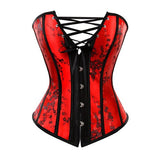 Women Sexy Corsets and Bustiers Lace Through Top Floral Jacquard Overbust Corset Waist Cincher Plum Corset  Plus Size S-6XL