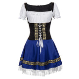 Blue Women Adult Oktoberfest Beer Girl Costume Maid Wench Germany Bavarian Fancy Dress S-3XL
