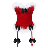 Sexy Christmas Corset Bowknots Zipper Side Corsets and Bustier Burlesque Body Shaper Lingerie Showgirl Plus Size S-2XL